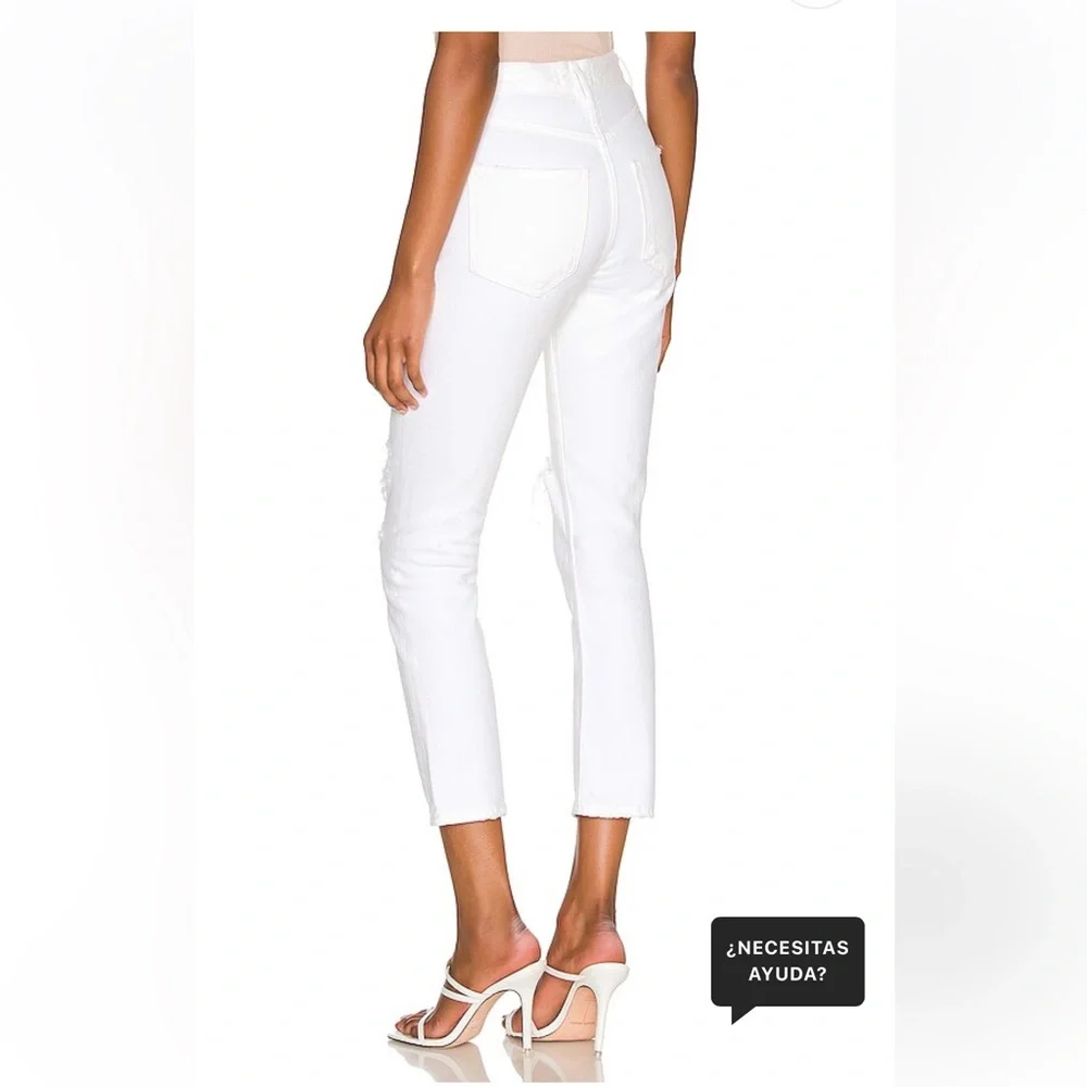AGOLDE Riley High Rise Straight Crop Jeans Veil White‎ Distressed Womens Size 24